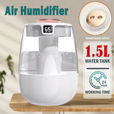 Cool Mist Humidifiers for Bedroom, 1.5L Top-Fill Air Humidifier & Essential Oil