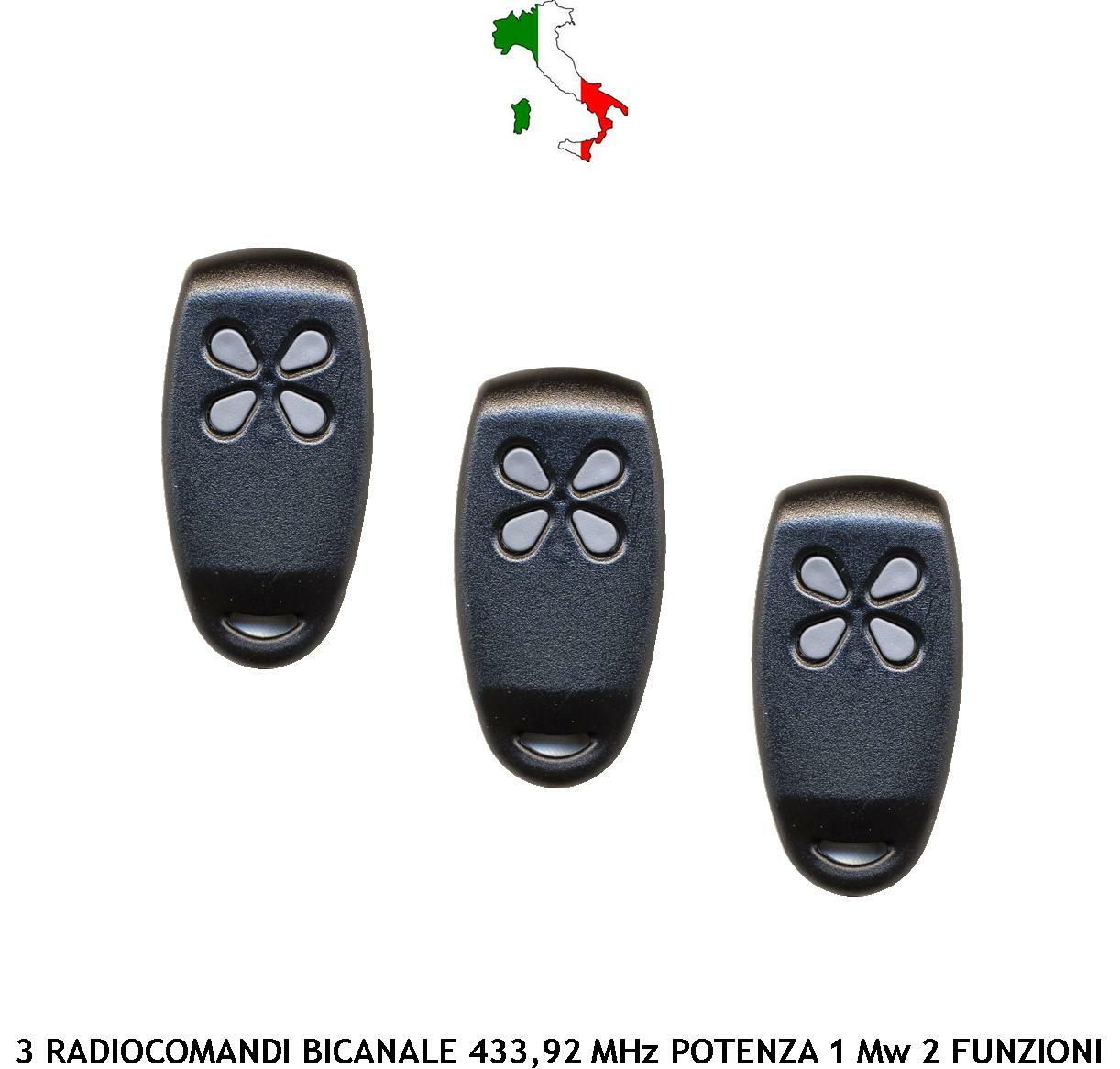3 TELERADIOCOMANDI 2 CANALI ANTIFURTO AUTOMATISMO ALLARME 1024 CODICI
