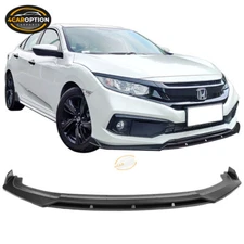 Fits 19-21 Honda Civic Front Bumper Lip Spoiler IKON V3 Style 2PC Matte Black