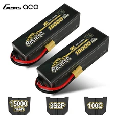 2X Gens Ace Bashing 15000mAh 11.1V 100C 3S Lipo Battery EC5 Plug For Arrma Car