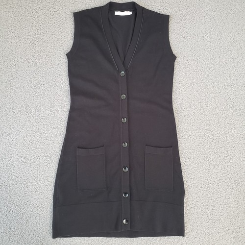Anne Fontaine Cardigan Womens 36 Black Ribella Sleeveless Button Up V Neck Long - 第 1/9 張圖片