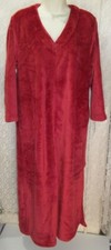 New NATORI Luxury Fleece Long Zip Caftan Robe Pockets Size Small Garnet Red NWT