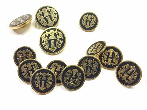 SET 13 BOTTONI BLAZER GRIFONE NERO & ORO - Picture 1 of 2