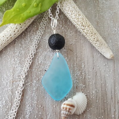 Hawaii Volcanic Eruption with ''Lava and Sea'' jewelry,  Lava Rock and Sea Glass