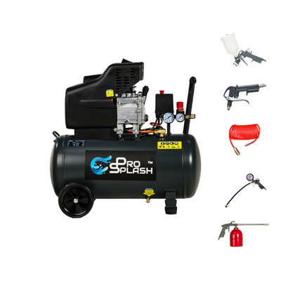 50L 2PS Luftkompressor Set - Farbspritzpistole, Reifenfüller, Schlauch & mehr