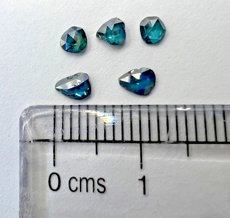 5 Pcs x 0.71 Ct. Blue Color.. Pear Shape.. Rose Cut.. Natural Diamonds - Image 2 of 4