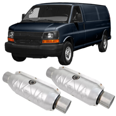 2Pcs 2.5''In&Out Car Catalytic Converter EPA For Chevrolet Express 2.8L 4.3L 4.8L