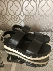 black leather footbed sandals