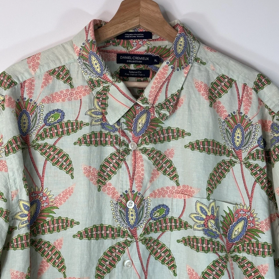 Daniel Cremieux Button Up Shirt Pastel Floral Lined Blend Tailored Fit Mens XL - Image 2 of 4