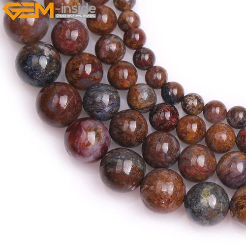 Natural Round Brown Pietersite Gemstone Loose Beads For Jewelry Strand 15" DIY