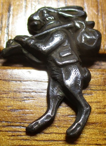 Vintage Antique French~HOBO RABBIT~ REALISTIC White Metal Picture ...