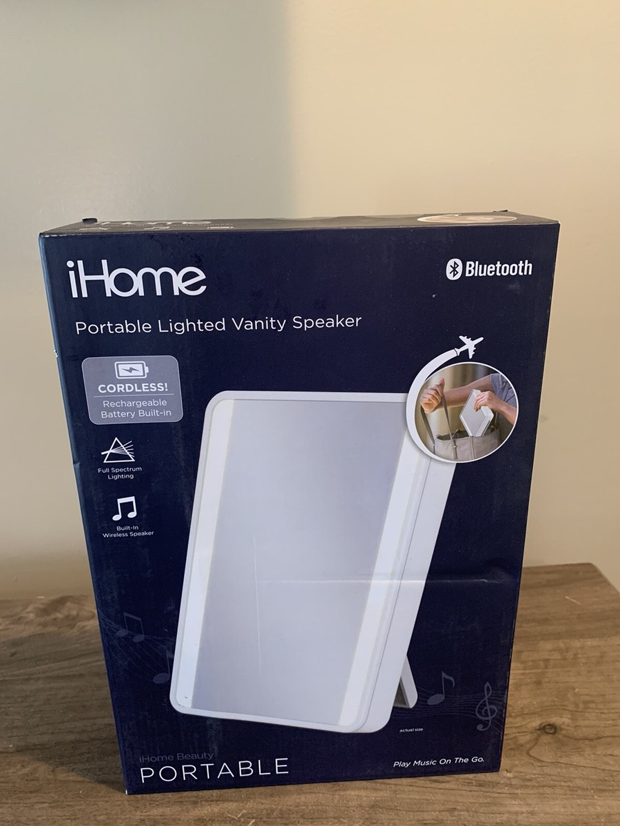 iHome Lighted Vanity Mirror with Bluetooth Speaker Portable 6in x