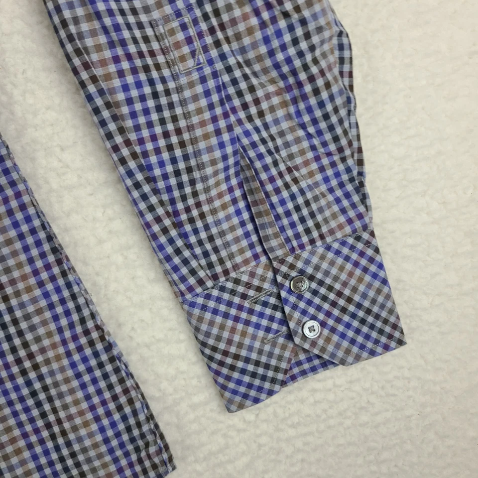 Camisa Zachary Prell Para Hombre Grande Marrón Azul Negro Cuadros Vestido A Cuadros Abotonada Foto 2 de 4