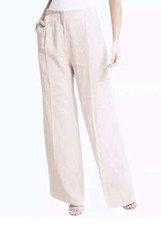 Jones New York Womens Size 12 Pants Ivory Linen Blend Wide Leg