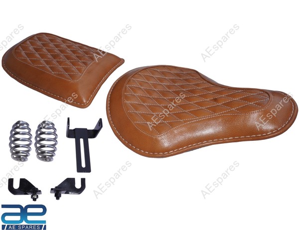 Garnitur Sattel Vorder- & RüCkseite Echtleder Tan FüR Royal Enfield Classic 650-image