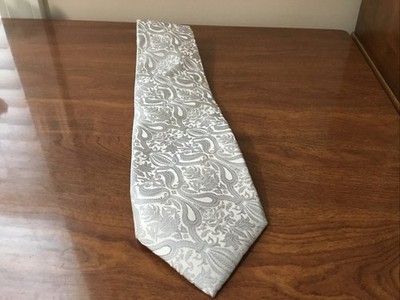 EMILIO PONTI Roma Milano Gray Multicolor Paisley 100% Silk Tie Hand Made