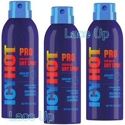 3x - Icy Hot PRO Pain Relief Dry Spray - 4 oz ea *** Expire 2027 ***