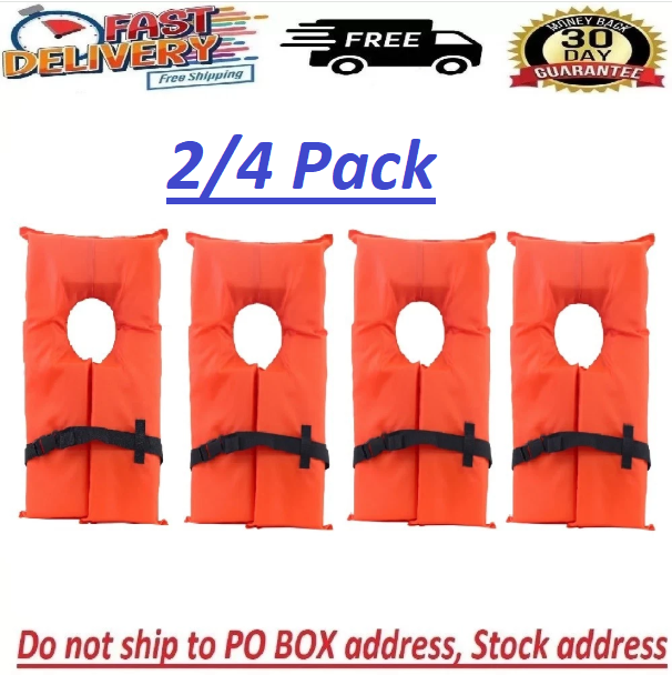 Adult Life Jacket, Orange - X2O U.S. Coast Guard Approved Type II
