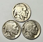 1919, 1920, & 1920 S Buffalo Nickel Lot, Circulated, Free Shipping
