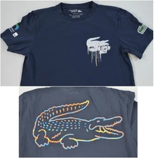 Lacoste Sport Shirt Blue Miami Open XXS Regular Fit Ultra Dry Xtra Small