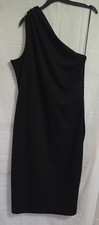 Next Black Evening Party Asymmetrical Stretch Dress - Size 16