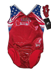 GK Elite US Team USA Leotard Bodysuit Olympics Hologram Mystique New Women AM M