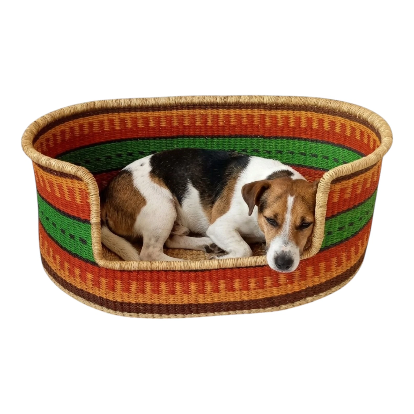 Pet Bed Basket | Ethical Elephant Grass Dog Lounger | Boho Wicker Style