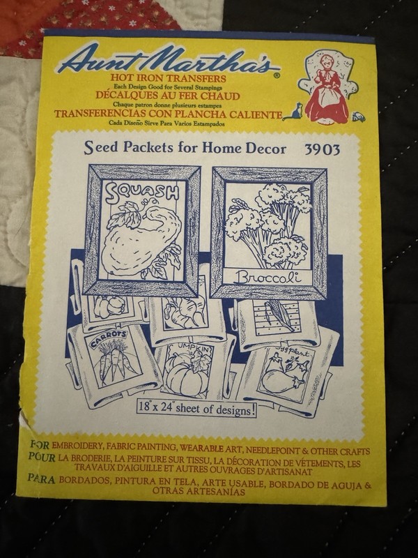 Aunt Martha’s Hot Iron Transfers No. 3903 Seed Packets Contemporary Original