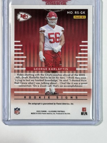 2022 Panini Illusions #RS-GK Rookie Signs George Karlaftis Auto /50 KC Chiefs - Picture 2 of 2