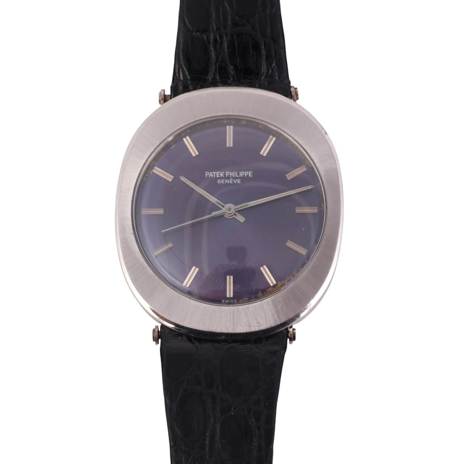 Patek Philippe — Patek Philippe "Jumbo UFO" Automatic Steel Purple 35mm Dial Leather Strap Watch