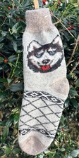 Men's socks, 100 Sheep's Wool , Chunky  Warm, , Print Dog, size 11-12, new