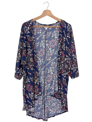 LULAROE Cardigan Damen Jacke Gr. DE 38 blau-pink-weiß Casual-Look
