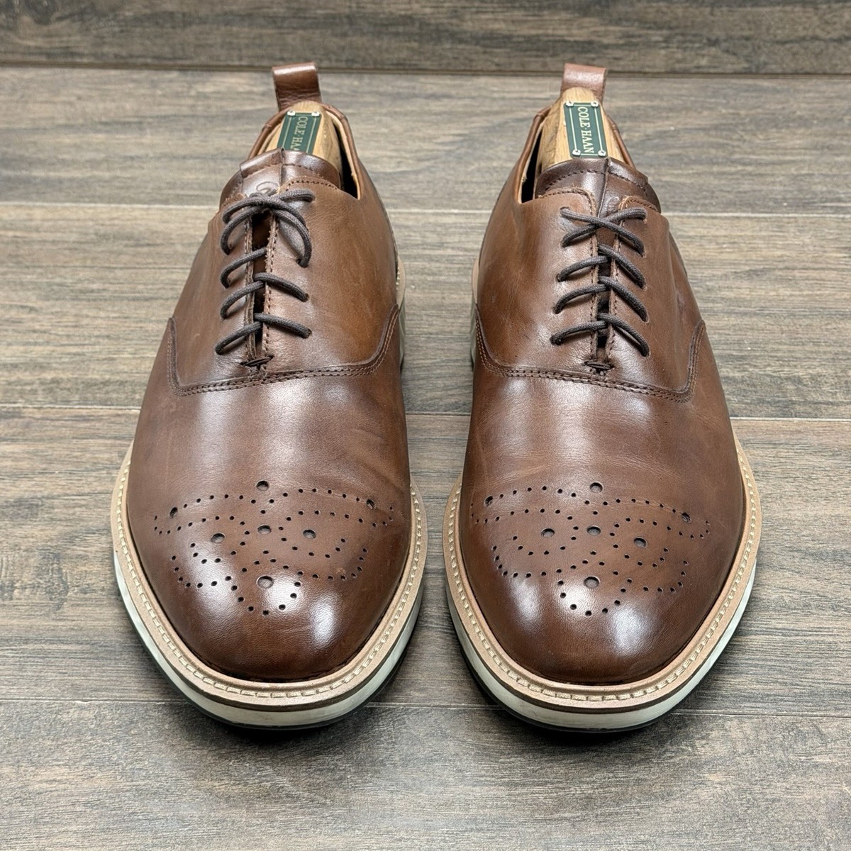 Ecco Shoes Mens 11 ST.1 Hybrid Brown Leather Plain Toe Derby 