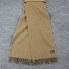 Polo Ralph Lauren Scarf One Size Brown Lambswool Striped Fringe Cozy Luxury Chic