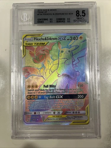 2019 Pokemon S&M Team Up Pikachu & Zekrom GX 184/181 RAINBOW BGS 8.5 Max Subs!