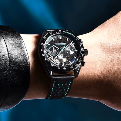 39MM PAGANI DESIGN Quartz Men's Watch Diver Leather 100M Waterproof Luminous NEW