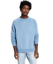And Now This Men's Fleece Crewneck Pocket Sweatshirt in Dusty Blue-XL