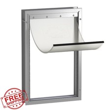 Hakuna Pet XL Silver Aluminum Pet Door 2.8" Thick Lockable
