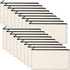20 Pack Blank Canvas Bag Zipper Pouch Makeup Bags Bulk - Multi-Purpose Canvas...