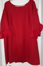 Talbots Dress Women’s Size 20 W Petite Red Pointe Knit Ruffle Sleeve Sheath
