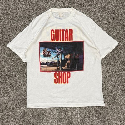 Vintage 1989 Jeff Beck Guitar Shop Shirt Brockum White Single Stitch Mens XL