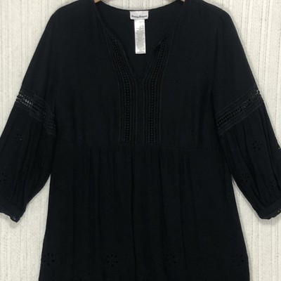 Tommy Bahama Black Linen Eyelet Embroidered Shift Dress SS600013 Mens Size M
