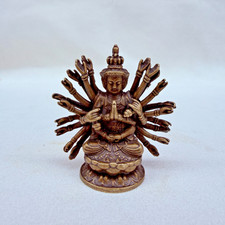 Old Tibetan Buddhist Huanglima Copper Thousand hands Kwan-yin Carrying Buddha