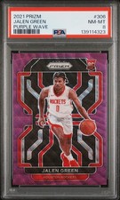 2021 PANINI PRIZM PURPLE WAVE #306 JALEN GREEN PSA 8
