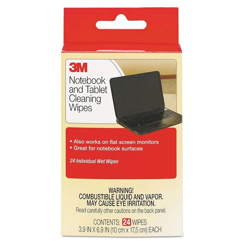 3M Notebook Screen Cleaning Wet Wipes, Cloth, 7 x 4, White, 24/Pack - Image 3 of 3