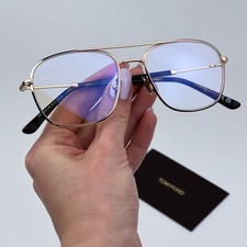 Tom Ford Men Eyeglasses Rose Gold Blue Light Block Round FT5830 028 BRAND NEW