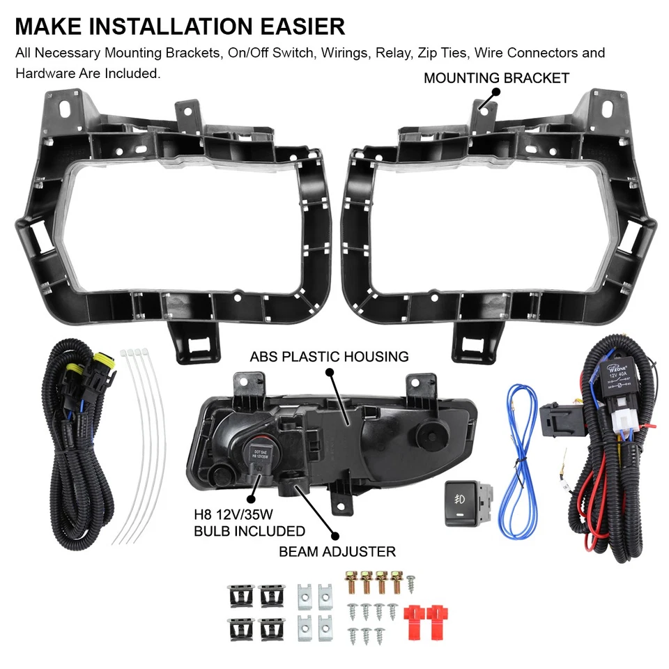 Fits 2017-2019 Versa Note Hatchback Clear Fog Lights Driving Lamps+Switch 17-19 - Image 4 of 4