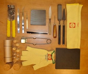 glassblowing tools lot graphite reamer  tweezers tungsten gloves lampworking kit