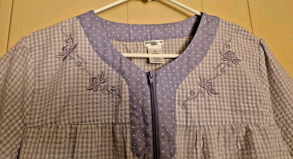 Camisón Croft & Barrow Vintage Para Mujer Seersucker Bolsillos Cómodo Talla M Foto 3 de 4