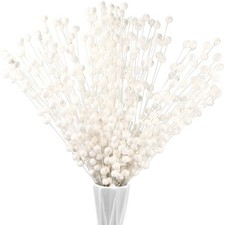 200 Pcs Glitter Berry Stems, 13.8 Inches Christmas Berry Picks Holly Branches...